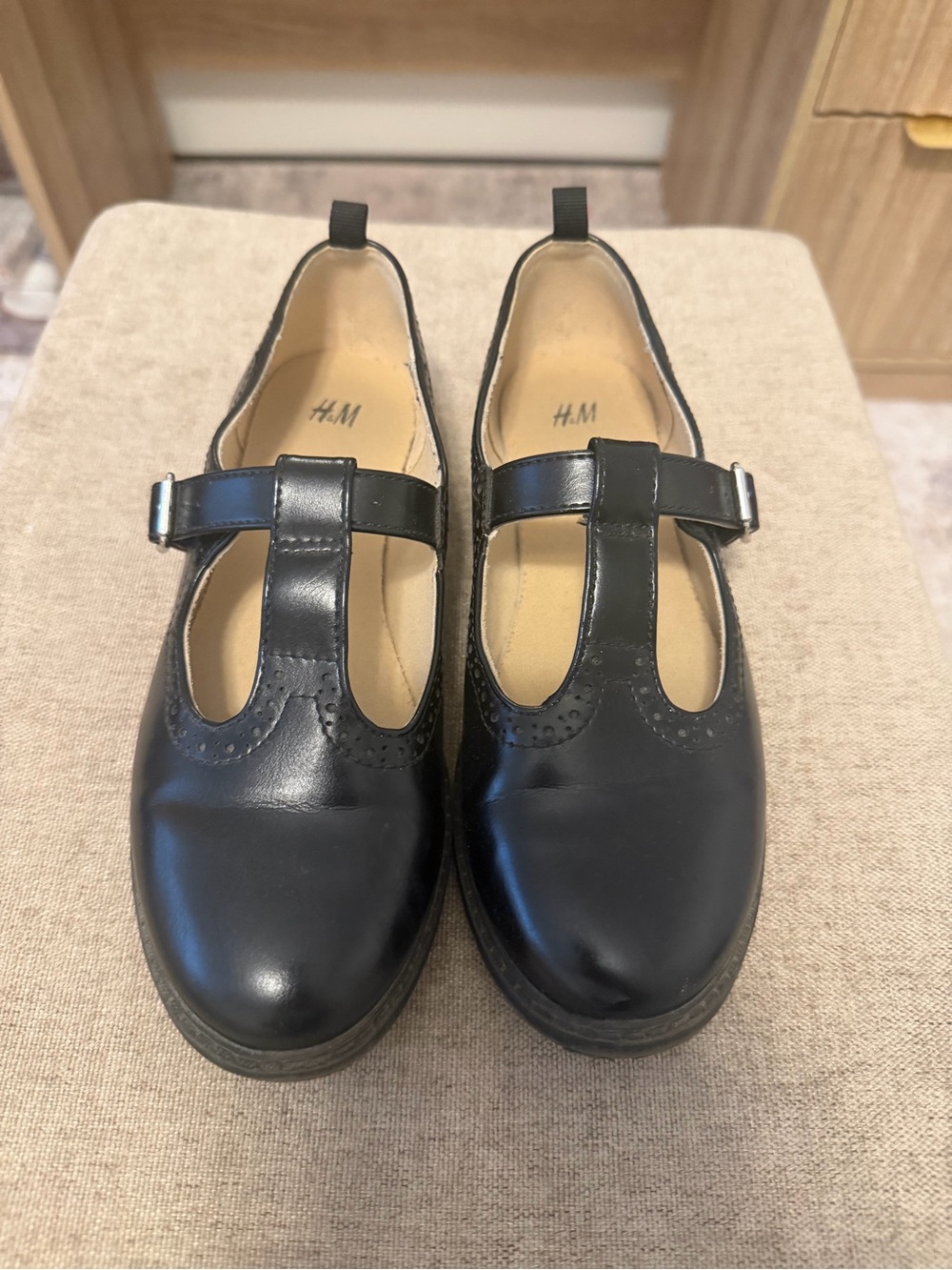 H&M Black Girls Mary Jane T-Strap Dress Shoes
